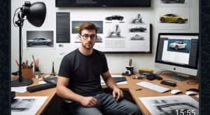 Automotive design student portfolio showcasing car sketches, 3D renderings, and transportation design concepts